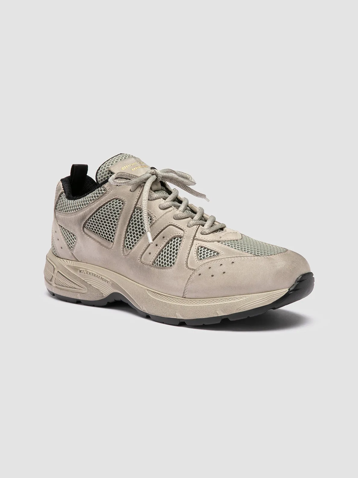 SUPURBIA 001 - Taupe Leather and Suede Low Top Sneakers