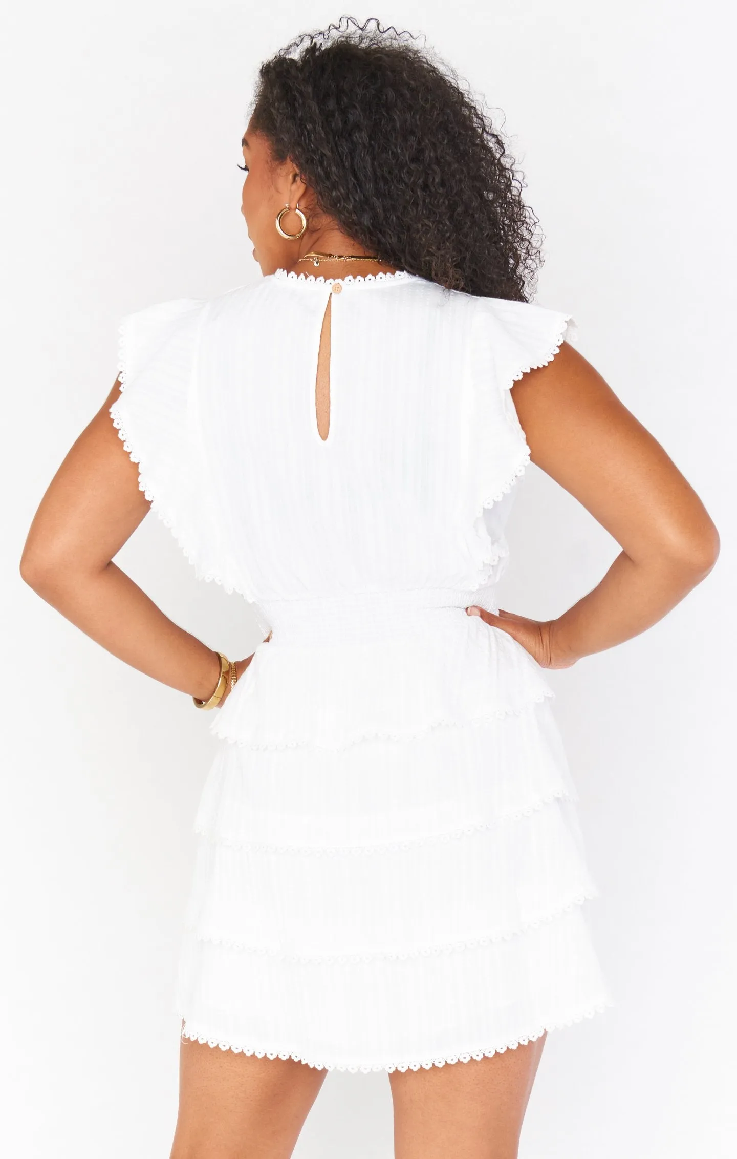 Sweet Ruffle Mini Dress ~ White