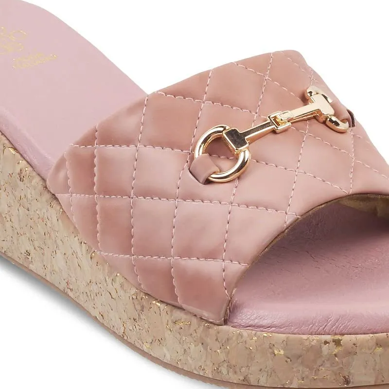 tresmode 229-ELA PINK WOMEN DRESS WEDGE SANDALS EU/38 UK/5