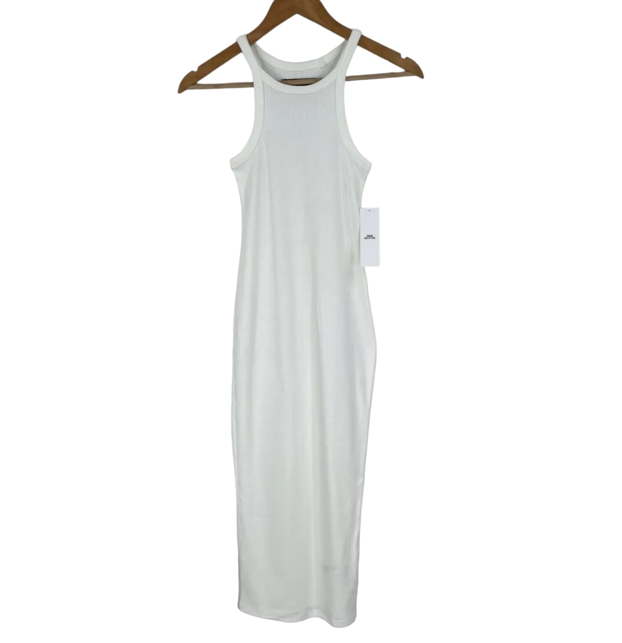 Urban Outfitters White Ribbed Sleeveless Dress UK XL