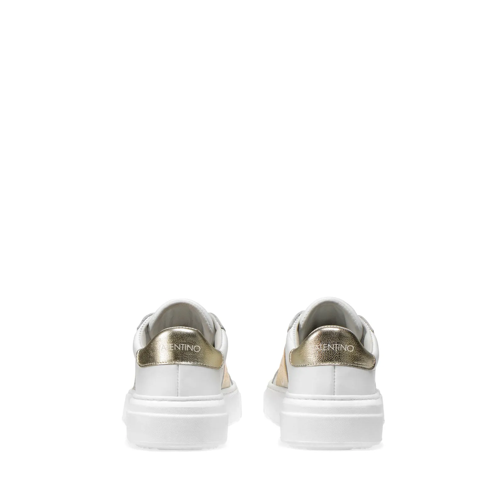 VALENTINO Slip-on Sneaker in white leather and golden elastic band