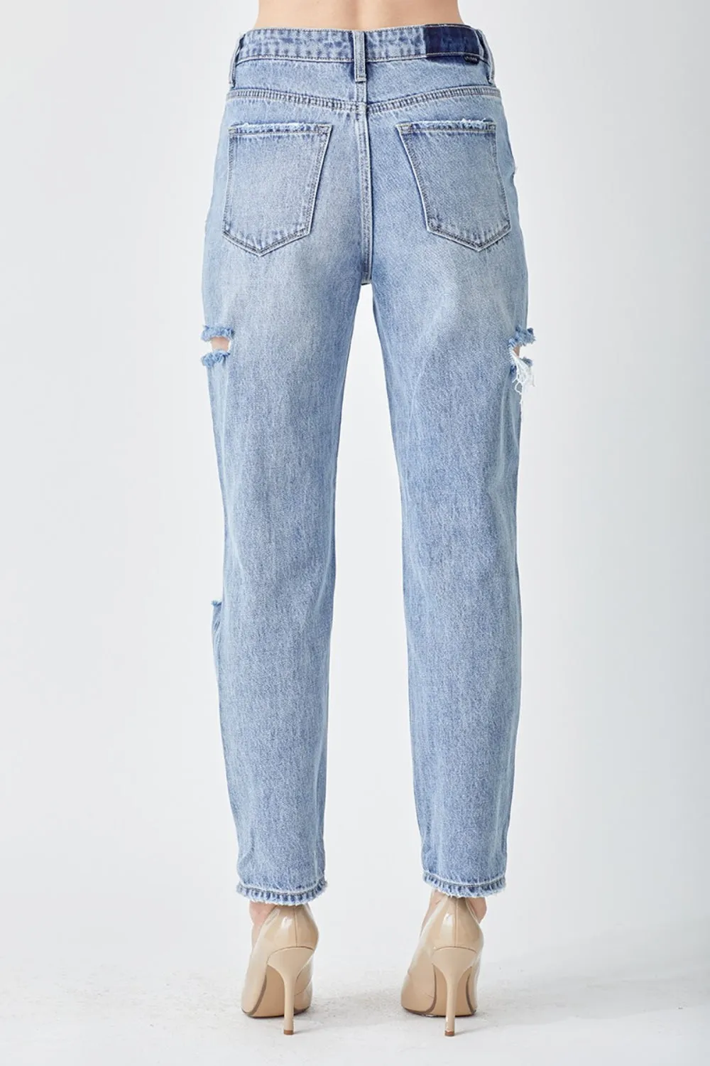 Women's RISEN Distressed Slim Cropped Jeans