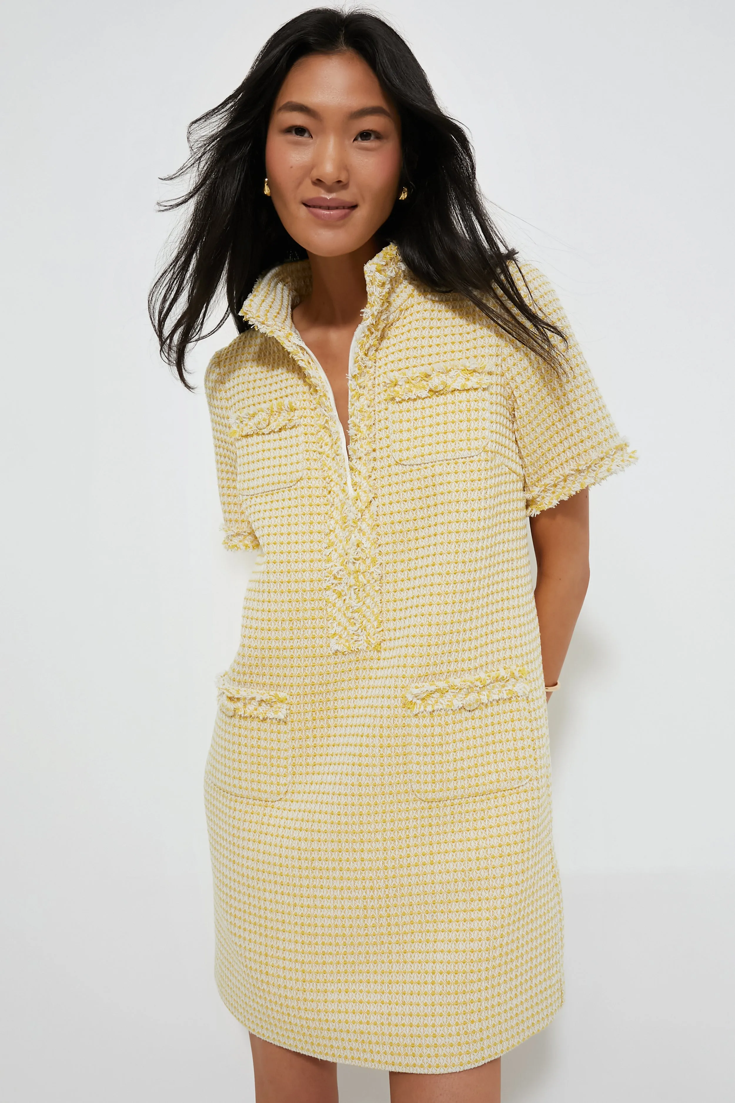 Yellow Tweed Ophelia Dress