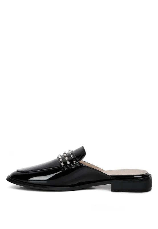 Yvonne Patent Studded Flat Mules