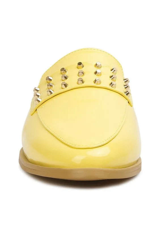 Yvonne Patent Studded Flat Mules