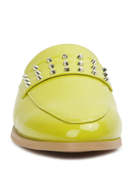 Yvonne Patent Studded Flat Mules