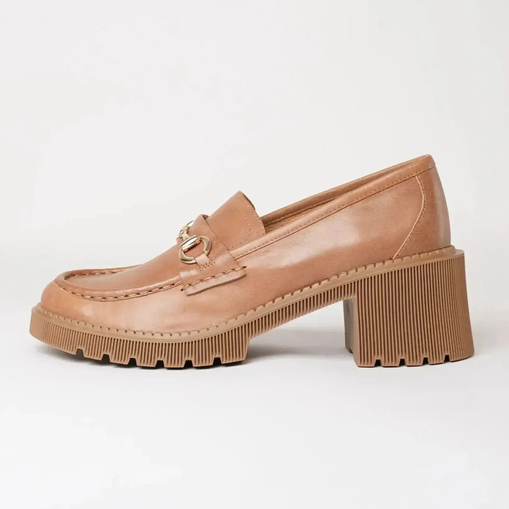 Zoey Tan Leather Loafers